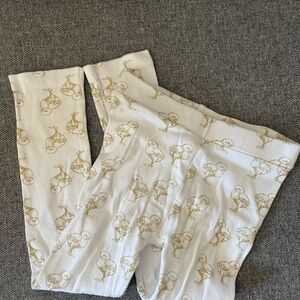 Kids White and Gold Printed Leggings